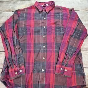 Vintage Dakota Five Brother Mens Flannel Shirt Medium Plaid Made In USA Faded